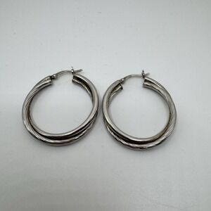 JCM 925 Jamel Mauritius Sterling Silver Double Twisted 30mm Hoop Earrings
